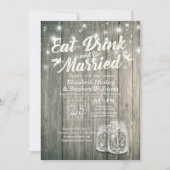 Elegant EAT Boire & Etre Marié Mariage Invitations (Devant)