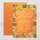 Elegant EAT Boire & Etre Marié Mariage Invitations (Devant / Derrière)