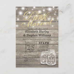Elegant EAT Boire & Etre Marié Mariage Invitations