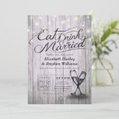 Elegant EAT Boire & Etre Marié Mariage Invitations (Debout devant)