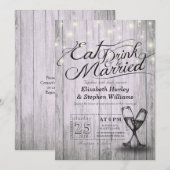 Elegant EAT Boire & Etre Marié Mariage Invitations (Devant / Derrière)