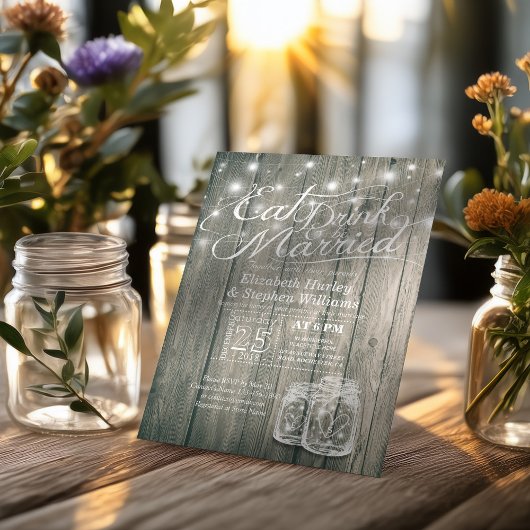 Elegant EAT Boire & Etre Marié Mariage Invitations