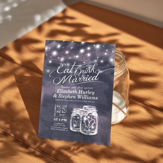 Elegant EAT Boire & Etre Marié Mariage Invitations