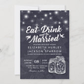 Elegant EAT Boire & Etre Marié Mariage Invitations (Devant)