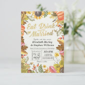 Elegant EAT Boire & Etre Marié Mariage Invitations (Debout devant)