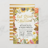 Elegant EAT Boire & Etre Marié Mariage Invitations (Devant / Derrière)