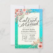 Elegant EAT Boire & Etre Marié Mariage Invitations (Devant)