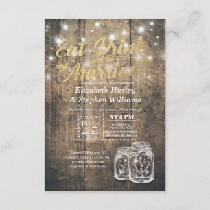 Elegant EAT Boire & Etre Marié Mariage Invitations