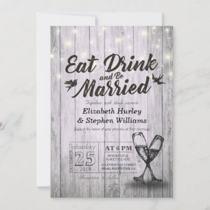Elegant EAT Boire & Etre Marié Mariage Invitations