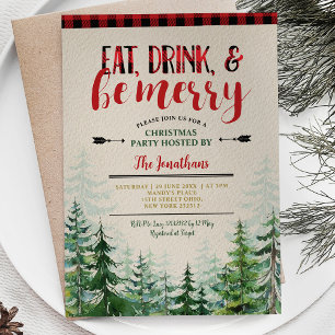 Elegant Eat, Drink en Be Merry Christmas Party Kaart