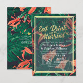 Elegant EAT-Drink en huwelijkshuwelijk Kaart (Voorkant / Achterkant)