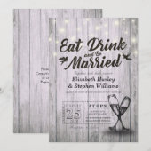 Elegant EAT-Drink en huwelijkshuwelijk Kaart (Voorkant / Achterkant)