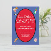 Elegant Eat Drink Liefde Valentijnsdag Harten Kaart (Staand voorkant)