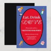 Elegant Eat Drink Liefde Valentijnsdag Harten Kaart (Voorkant / Achterkant)