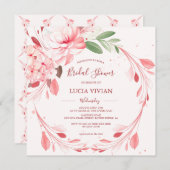 Élégant échec Sakura nuptiale invitation à la douc (Devant / Derrière)