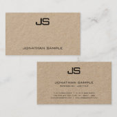 Elegant Echt Kraft Papier Modern Monogrammed Visitekaartje (Voorkant / Achterkant)