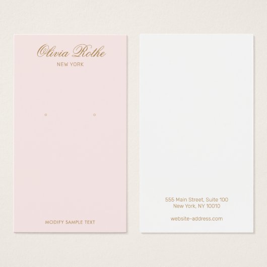 Élégant écran d'oreille rose pâle Script (Devant & derrière)