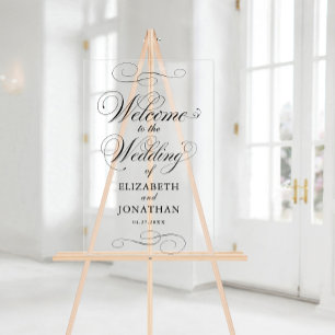 Élégant Écriture Formel Noir Mariage Bienvenue