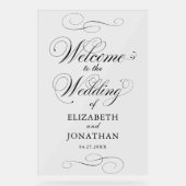 Élégant Écriture Formel Noir Mariage Bienvenue (Recto)