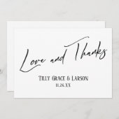 Élégant écriture manuscrite amour et merci noir &  (Devant / Derrière)