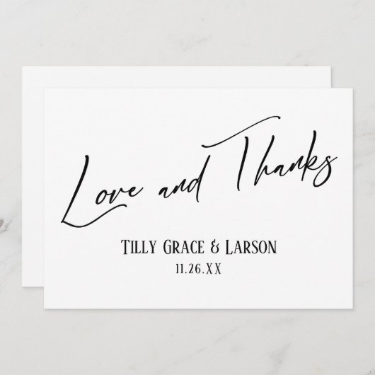 Élégant écriture manuscrite amour et merci noir & (Devant / Derrière)