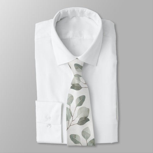 Elegant Ecru Silver Dollar Eucalyptus Weddenschap Stropdas (Gebonden)