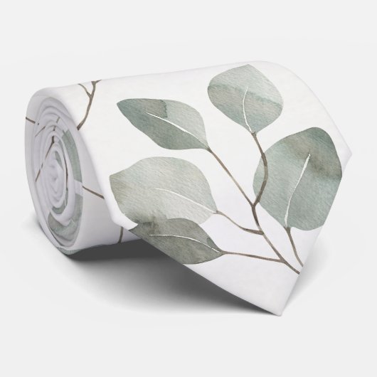 Elegant Ecru Silver Dollar Eucalyptus Weddenschap Stropdas (Opgerold)