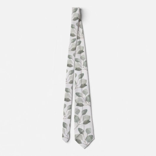 Elegant Ecru Silver Dollar Eucalyptus Weddenschap Stropdas (Achterkant)
