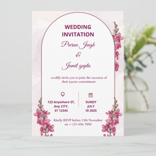 Elegant Editable Wedding Invitation | Modern Flora (Debout devant)
