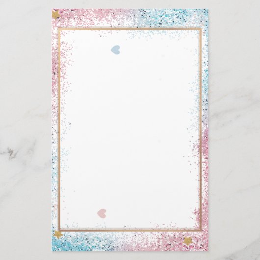 Elegant eenhoorn glitter briefpapier (Achterkant)