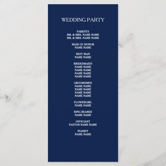 Elegant eenvoudig aangepast huwelijksprogramma programma (Achterkant)