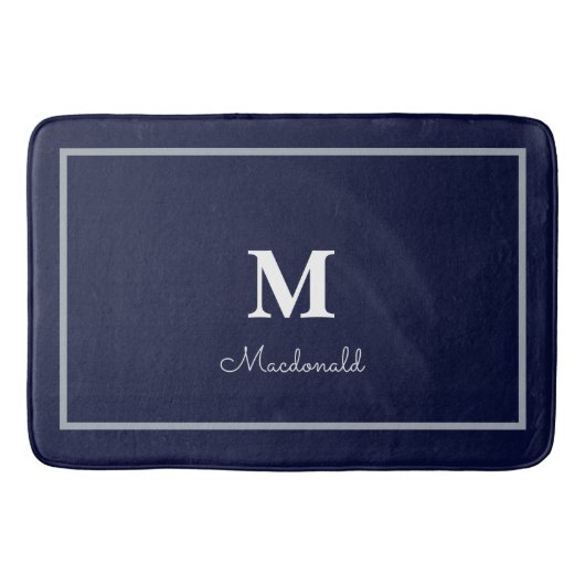 Elegant Eenvoudig Aangepast Monogram Badmat (Voorkant)