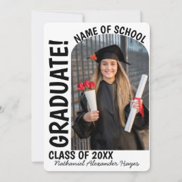 Elegant eenvoudig boogfotoneutraal afstuderen aankondiging