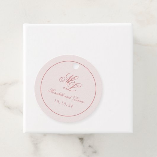 Elegant Eenvoudig Cirkel Roze Monogram Label (In situ)