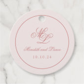 Elegant Eenvoudig Cirkel Roze Monogram Label (Voorkant)