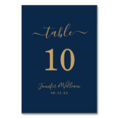 Elegant Eenvoudig Glam Script Bruiloft Goud Marine Kaart (Voorkant)