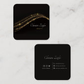 Elegant eenvoudig Gold glitter modern zwart Chic B Vierkante Visitekaartje (Voorkant / Achterkant)