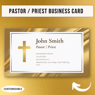 Elegant Eenvoudig Goud Pastor Priester Visitekaart Visitekaartje