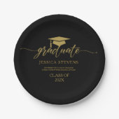 Elegant eenvoudig gouden script Calligrafie op zwa Papieren Bordje (Voorkant)