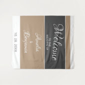 Elegant Eenvoudig Grijs Beige Script Bruiloft Welk Wandkleed (Voorkant (horizontaal))