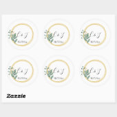 Elegant Eenvoudig Groen Eucalyptus Bruiloft Ronde Sticker (Vel)