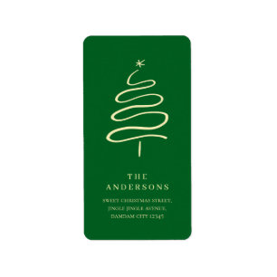 Elegant Eenvoudig Kerstboom Retouradres Etiket