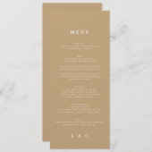 Elegant Eenvoudig Kraft Monogram Bruiloft Menu (Voorkant / Achterkant)