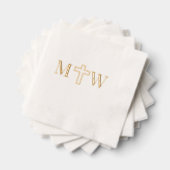 Elegant Eenvoudig Kruispaar 2 Init Monogram Folie Servetten (Insitu (Gestapeld))