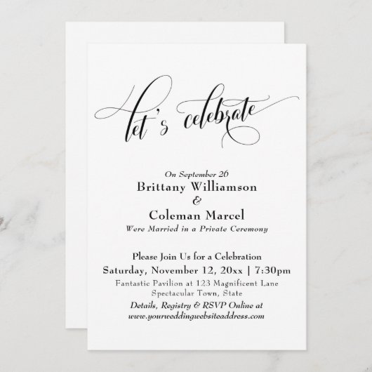 Elegant Eenvoudig Laten we Vieren Zwart en Wit Kaart (Voorkant / Achterkant)