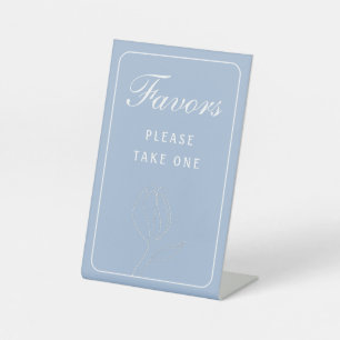 Elegant eenvoudig lichtblauw gunst voetstuk teken reclamebord met voetstuk