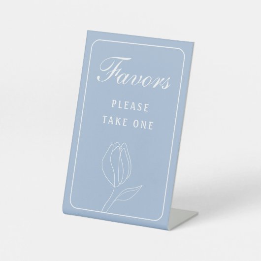 Elegant eenvoudig lichtblauw gunst voetstuk teken reclamebord met voetstuk (Voorkant)