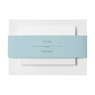 Elegant Eenvoudig lichtblauw monogram Uitnodigingen Wikkel