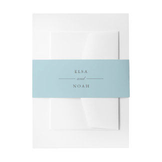Elegant Eenvoudig lichtblauw monogram Uitnodigingen Wikkel