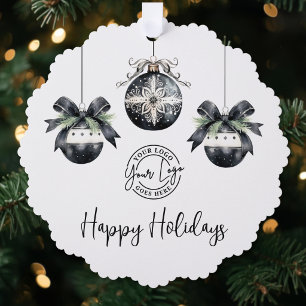 Elegant Eenvoudig Logo Prettig Feest Ornament Kaart